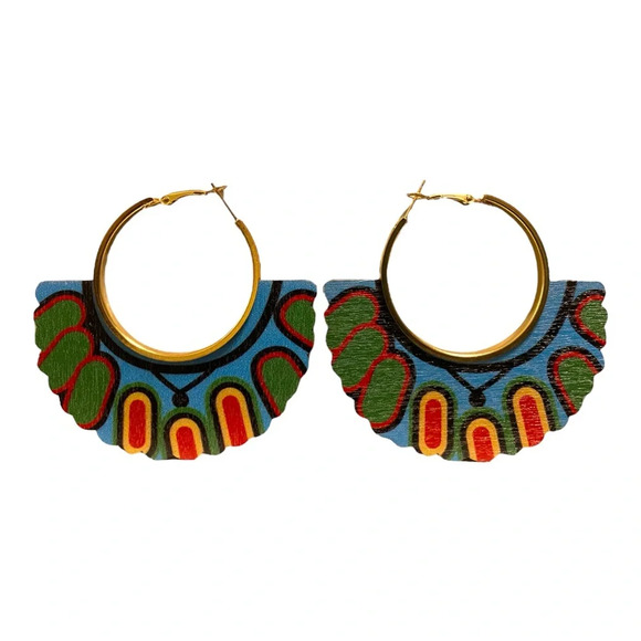 Multicolor Statement Hoop Earrings - Picture 2 of 4